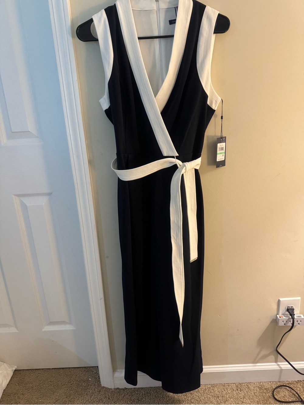 Tommy Hilfiger navy blue jumpsuit with White Trim and Tie
